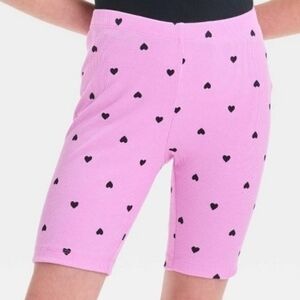 Cat & Jack Girls Heart Ribbed Biker Shorts Mauve Purple L (10-12)